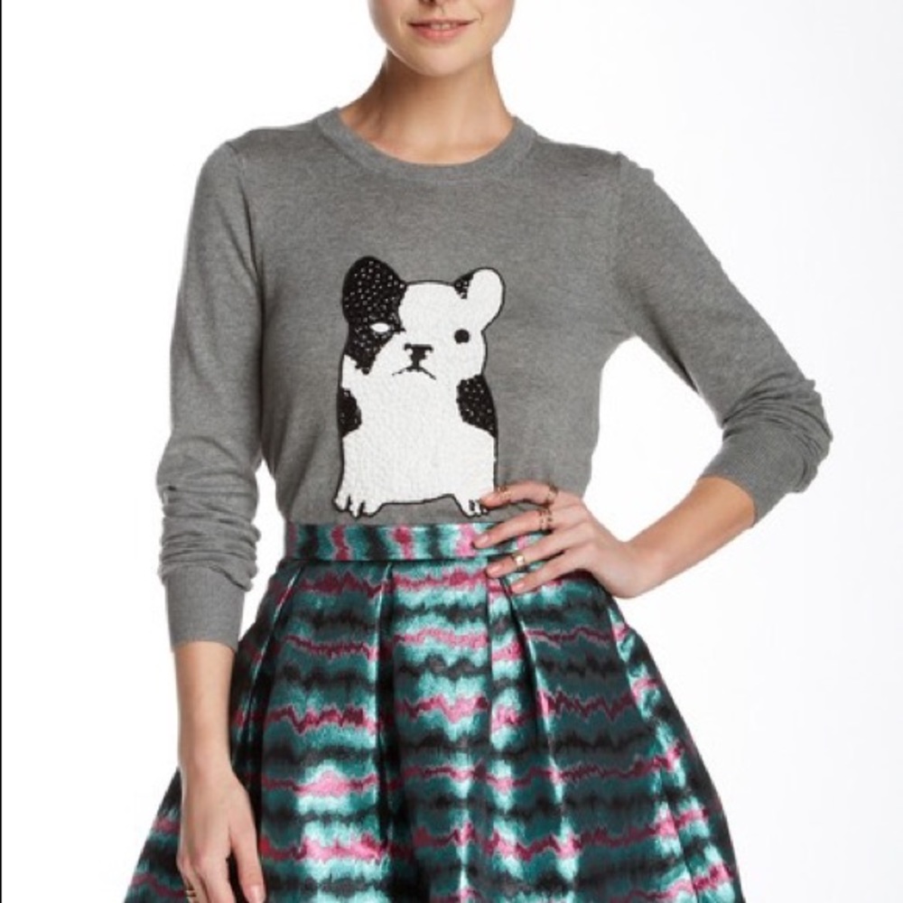 French Connection Sequin French Bulldog Sweater
